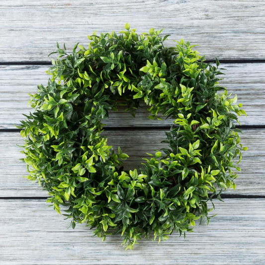 Pure Garden 50-151 Artificial Opal Basil Leaf, Round Wreath, 11.5"
