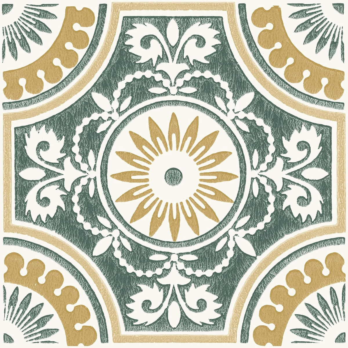 FloorPops Azulejos Vinilo Ezra Amarillo 12 x 12 Pulgadas - Verde