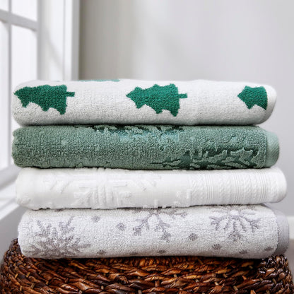 SKL Home - Toalla de baño para otoño/Invierno, Color Verde/Blanco