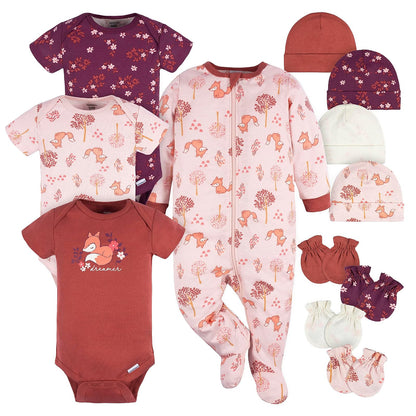 Gerber Set de Regalo para Bebé, 100% Algodón, 12 Piezas - 3-6 Meses - púrpura zorro