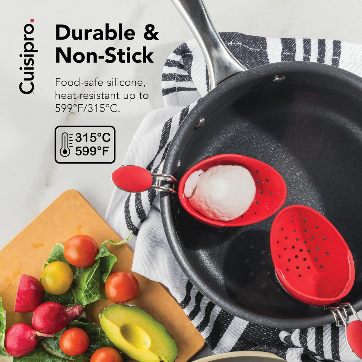 Cuisipro Egg Silicone Poacher Set of 2, Red