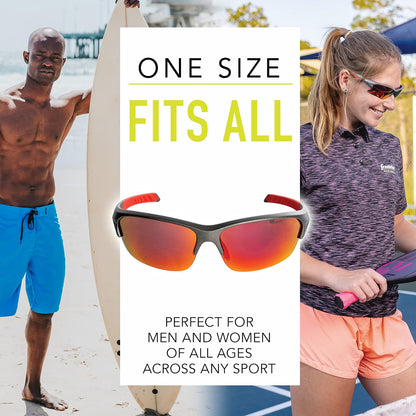Franklin Sports - anteojos de sol de pickleball - Todos los deportes UV para tenis, pickleball, ciclismo, remo + más, tonos atléticos con diadema + bolsa de transporte, rojo