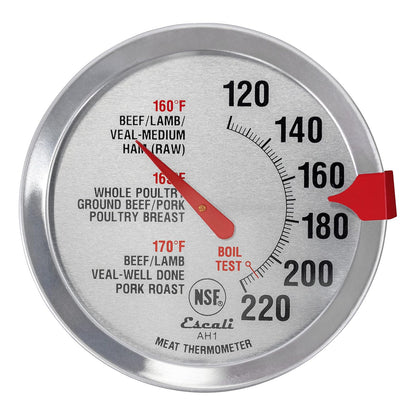Escali AH1 Termómetro de Carne de Acero Inoxidable | Apto para horno, esfera extragrande 2.5 pulgadas, etiqueta de temperatura para carne, plata certificada NSF