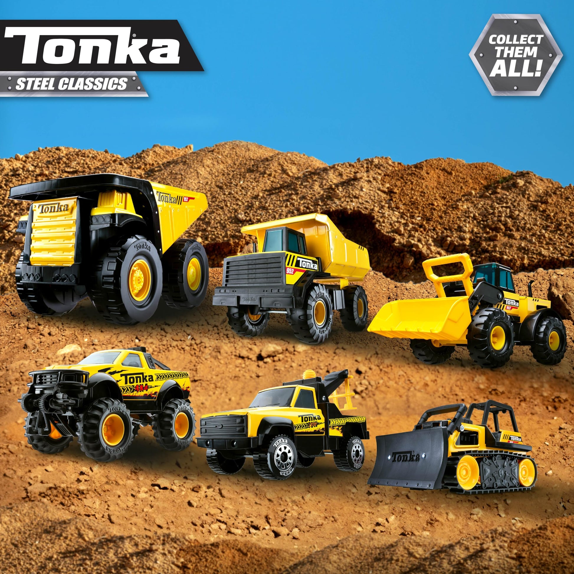 Tonka Steel Classics Mighty Dump Truck, Camión de Juguete, Construcción de Acero Real, a Partir de 3 Años, Embalaje Sin Frustraciones (FFP), Amarillo