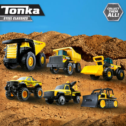 Tonka Steel Classics Mighty Dump Truck, Camión de Juguete, Construcción de Acero Real, a Partir de 3 Años, Embalaje Sin Frustraciones (FFP), Amarillo
