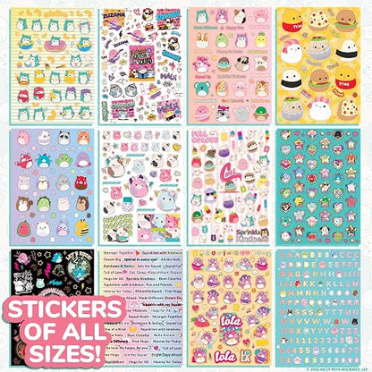Squishmallows Original 2000 + libro de pegatinas único en la clase, 43 hojas de pegatinas, calcomanías Kawaii Squishmallows para botella de agua, cuadernos, bolsas de recuerdos de fiesta, lindas