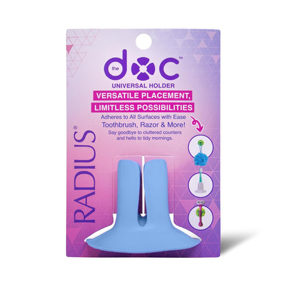 Radius The Doc - Soporte para Cepillo para Polvo de Dientes o maquinilla de Afeitar de Varios Colores, 1 Unidad, 100% reciclable y Apto para lavaplatos, sin BPA, Soporte de Ventosa, Color Azul