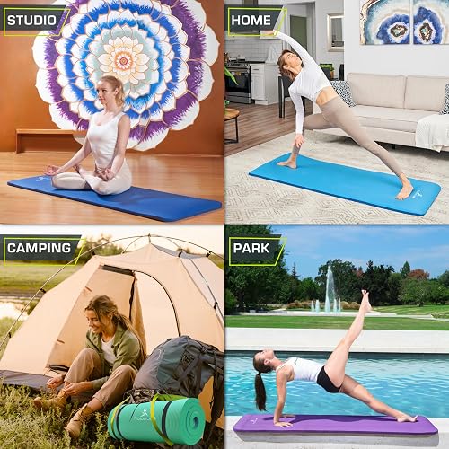 ProsourceFit - Colchoneta extra gruesa para yoga y pilates de 13 mm (½») o 25 mm (1 pulgada), esterilla de ejercicios de alta densidad de 180 cm de largo con espuma cómoda y correa de transporte, gris
