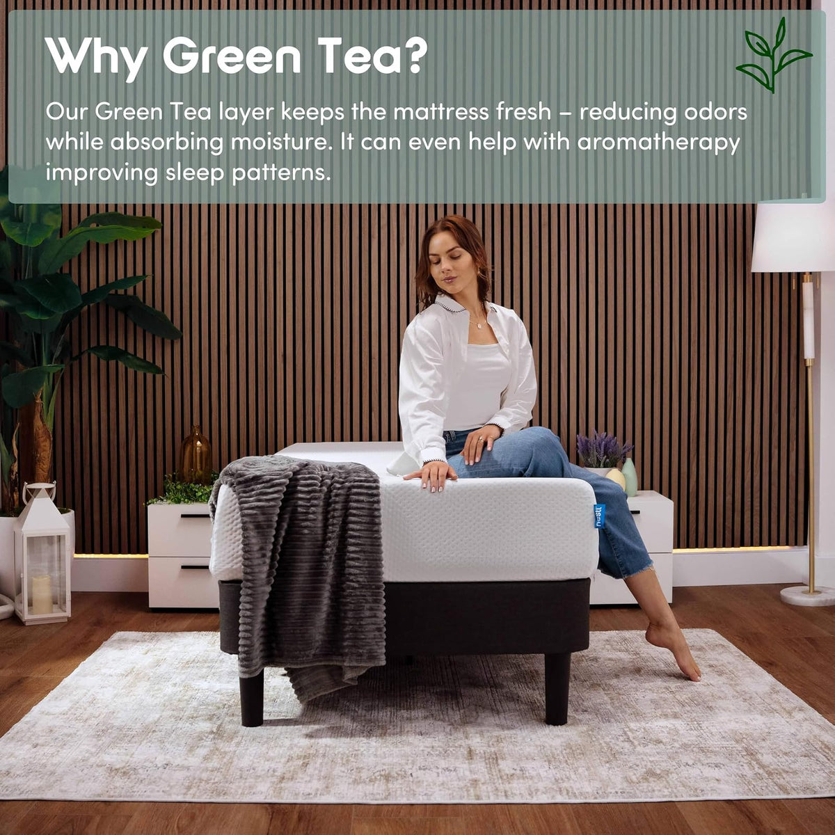 Nestl Green Tea Colchón Individual de 8 Pulgadas, colchón de Espuma viscoelástica de Grafito refrescante para niños, Cama de Apoyo para Alivio de presión sin Fibra de Vidrio, en una Caja, Certificado