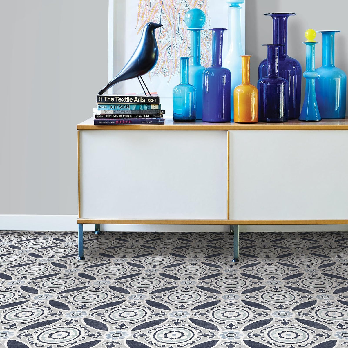 FloorPops FP2484 Sienna Peel & Stick Tiles Vinilo decorativo para piso, color azul