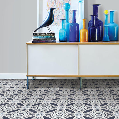 FloorPops FP2484 Sienna Peel & Stick Tiles Vinilo decorativo para piso, color azul