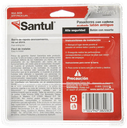 Santul 8228 Pasador para Puerta con Cadena, Latón Antiguo