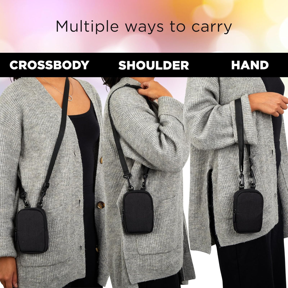 Zink - Funda Suave para cámara – Pequeña impresión instantánea para cámara y Bolsa de Impresora con Bolsillo de Papel fotográfico, Cierre de Cierre y Correa de Hombro Cruzada, Color Negro