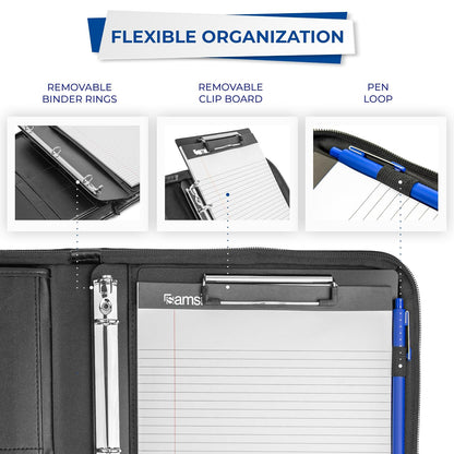 Samsill Padfolio Profesional Con Portapapeles, Carpeta de Anillos 0.5 Pulgadas y Funda Tablet 10.1