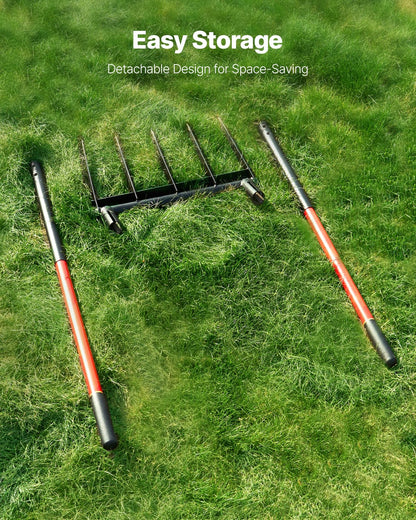 VEVOR Horquilla Ancha, Horquilla de 5 Puntas con Asas de Fibra de Vidrio duales, Tenedor de jardín Resistente, Horquilla de Mano ergonómica con diseño en Forma de U, Herramienta de jardinería para