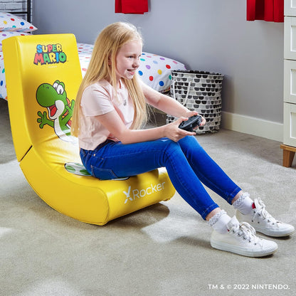 X Rocker Super Mario All-Star Floor Rocker-Yoshi, Silla de Juegos Nintendo, Amarillo