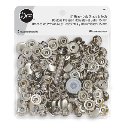 Dritz - Poste y tornillo de alta resistencia estilo níquel de 5/8 pulgadas, incluye broches y cierres de herramientas, 5/8 pulgadas, 60 juegos - Alto desempeño - Níquel - 5 - 8", 60 Sets