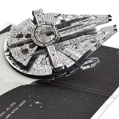 Hallmark Signature Paper Wonder Star Wars - Tarjeta emergente para el día del padre o cumpleaños (Millennium Falcon)