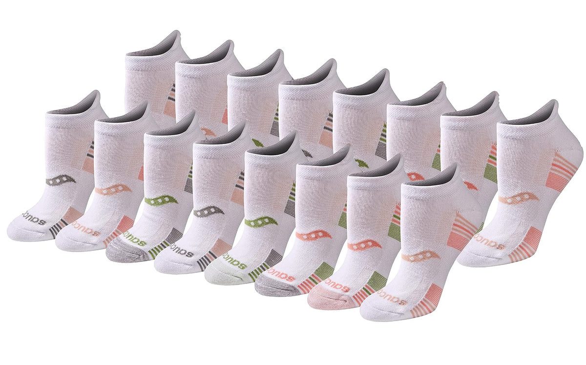 Saucony Calcetines Deportivos Heel Tab para Mujer - M - Rosa blanca surtida (16 pares)