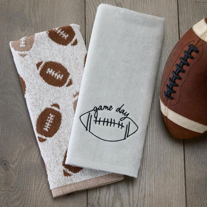SKL Home Football Jacqaurd - Juego de 2 Toallas de Mano para baño, Cocina, Bar y Regalo, Color café