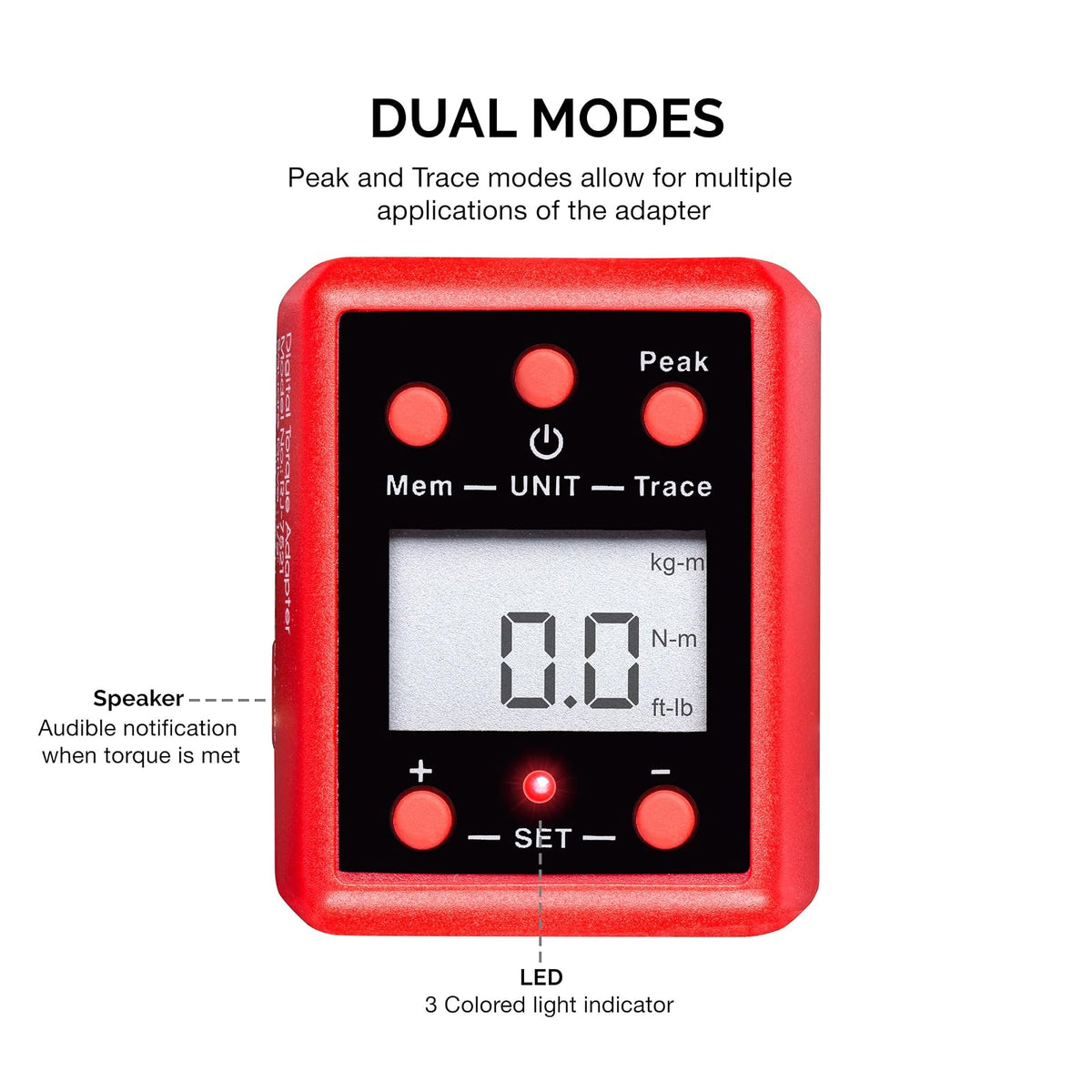 Neiko 20743A - Adaptador de par digital de 3/4 pulgadas, 158-80 pies-lb, convertidor de llave dinamométrica digital/adaptador de llave dinamométrica, ajuste de par de alertas, calibrar llaves dinamométricas y analógicas