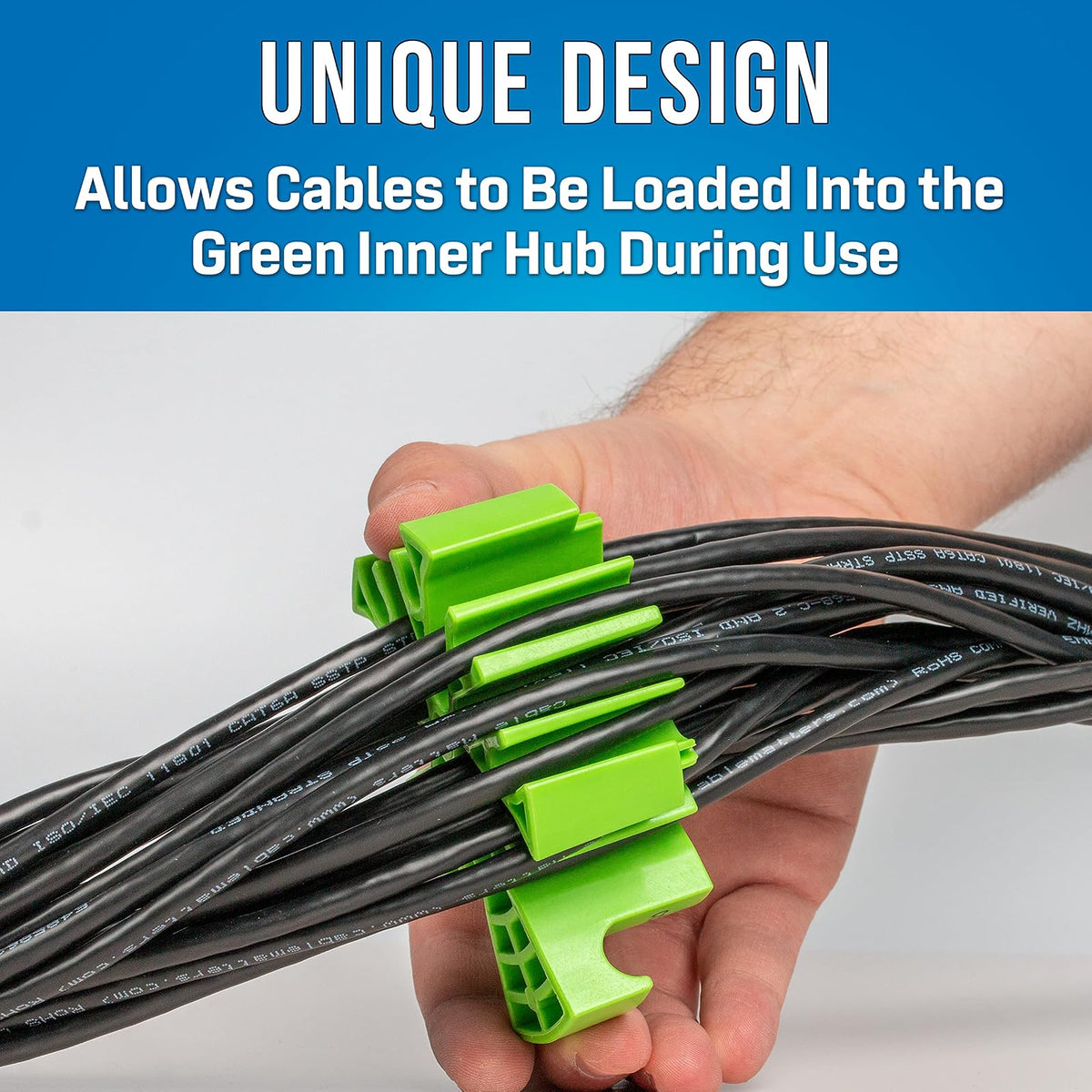 Jonard Tools Cable Comb Organizer CCB-34 | Azul/verde, CAT6A CAT7, hasta 24 cables, 9.14 mm diámetro, ranuras para dedos
