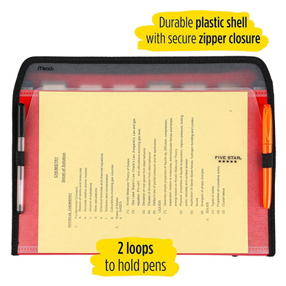 Five Star 72705 Carpeta archivadora expansible de 7 bolsillos personalizables, roja, 34.92 cm x 27.35 cm (13.75 x 10.75 cm)