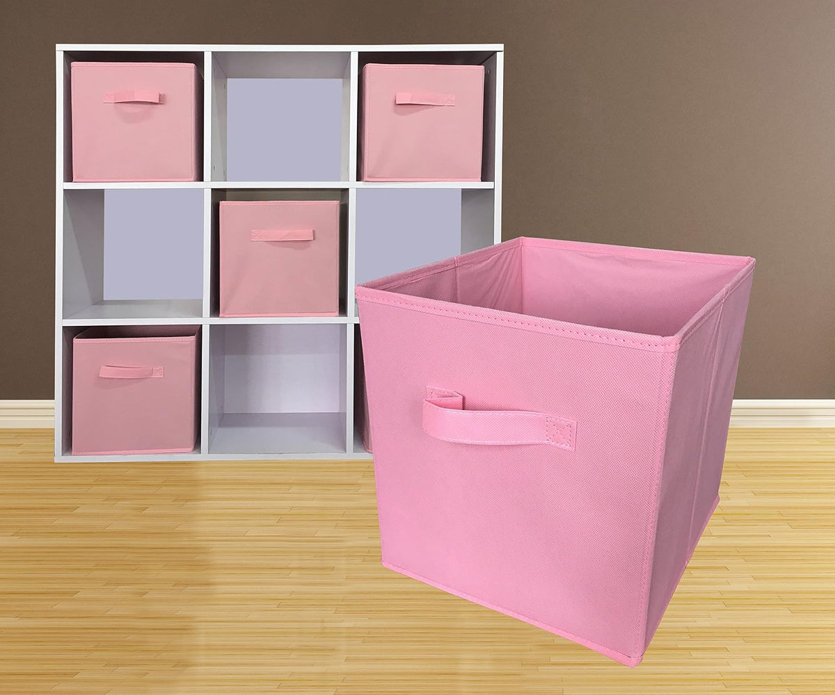 Sodynee - Cestas organizadoras plegables de tela en forma de cubo, contenedores, cajones, paquete de 6, color rosa