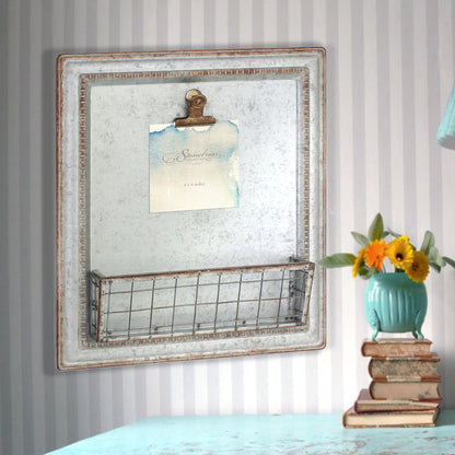 Stonebriar - Decoración de pared de metal galvanizado con cesta, 15.2 x 13.2 pulgadas, color gris