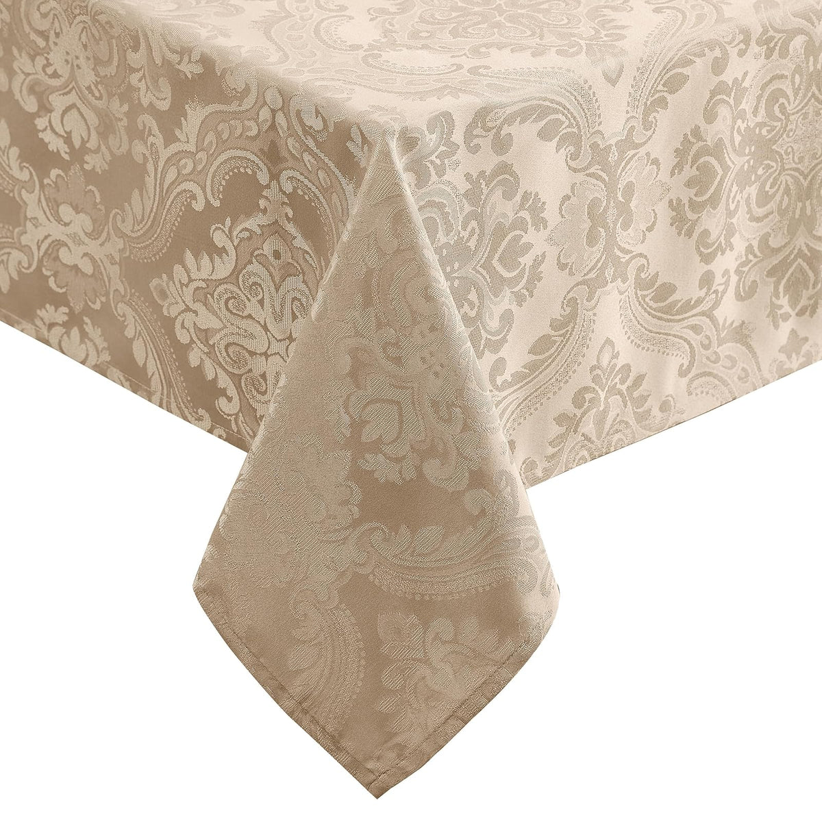 Elrene Home Fashions Caiden Elegance - Mantel de Tela Resistente al Agua, a Las Manchas y a Las Arrugas, Cuadrado de 52 x 52 Pulgadas, Color Gris Pardo