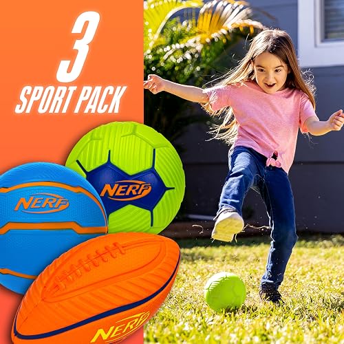 Nerf - Juego de Mini Pelota Deportiva de Espuma, fútbol de Espuma, balón de fútbol + Juego Deportivo de Espuma Suave para niños