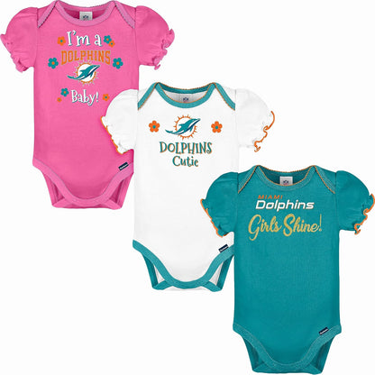 Gerber NFL baby-girls Nfl Team 3 Pack Short Sleeve Onesie Bodysuit