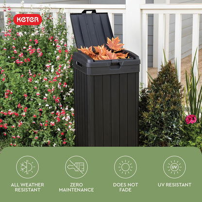 KETER Bote de Basura Baltimore Trash Can, Cesto para Jardin y Exteriores