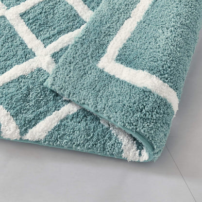 Madison Park Bittman - Alfombra de baño Reversible de Microfibra de Alta Calidad, 24 x 60 Pulgadas, Color Azul
