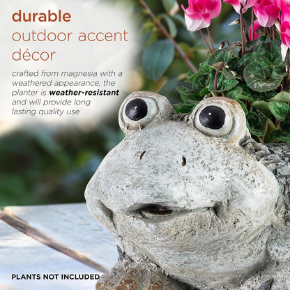 Alpine Corporation 11" Tall Indoor/Outdoor Frog Garden Planter and Yard Decoration