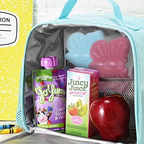 Fit & Fresh Cool Coolers Paquetes de hielo delgados para loncheras, bolsas y hieleras; formas acuáticas para niños, Mariposa, Multicolor, Mariposa, 1