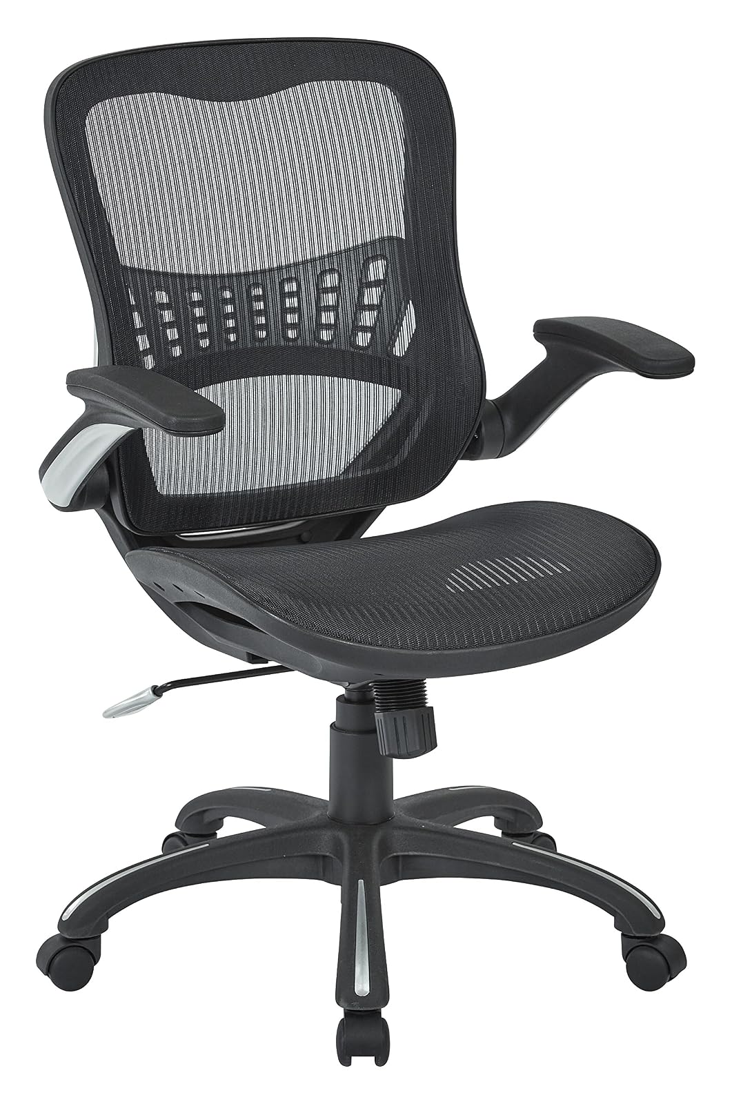 Office Star Riley - Silla de computadora ventilada con Asiento y Respaldo de Malla Transpirable, Base Negra con Negro