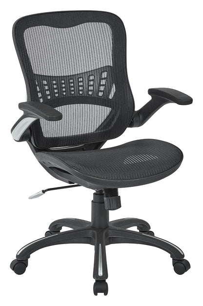 Office Star Riley - Silla de computadora ventilada con Asiento y Respaldo de Malla Transpirable, Base Negra con Negro