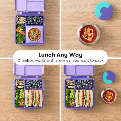 OmieBox Bento - Fiambrera con termos aislados para niños, Púrpura, ciruela, Purple Plum, 1