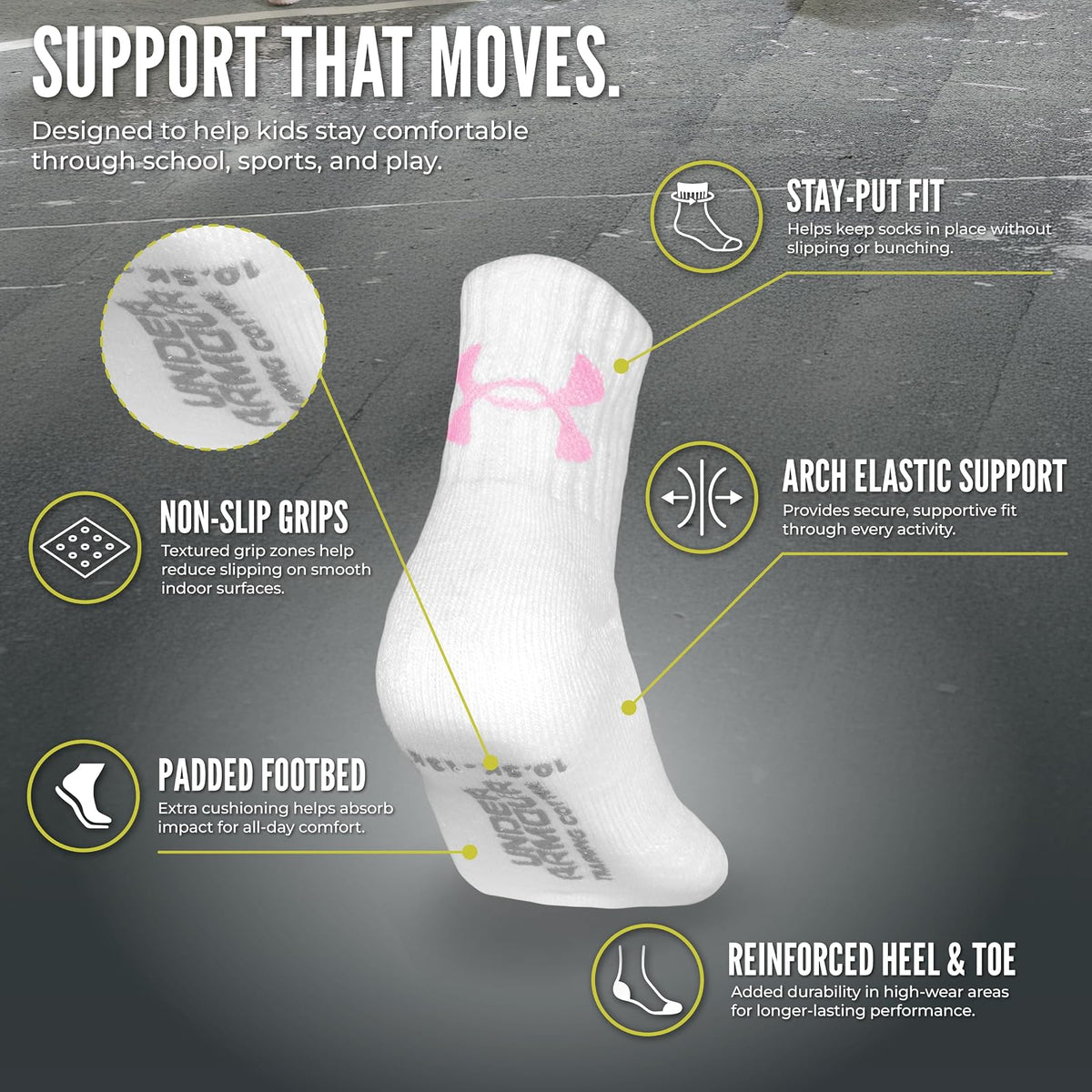 Under Armour Paquete múltiple de calcetines de cuarto Calcetín de cuartoniñas