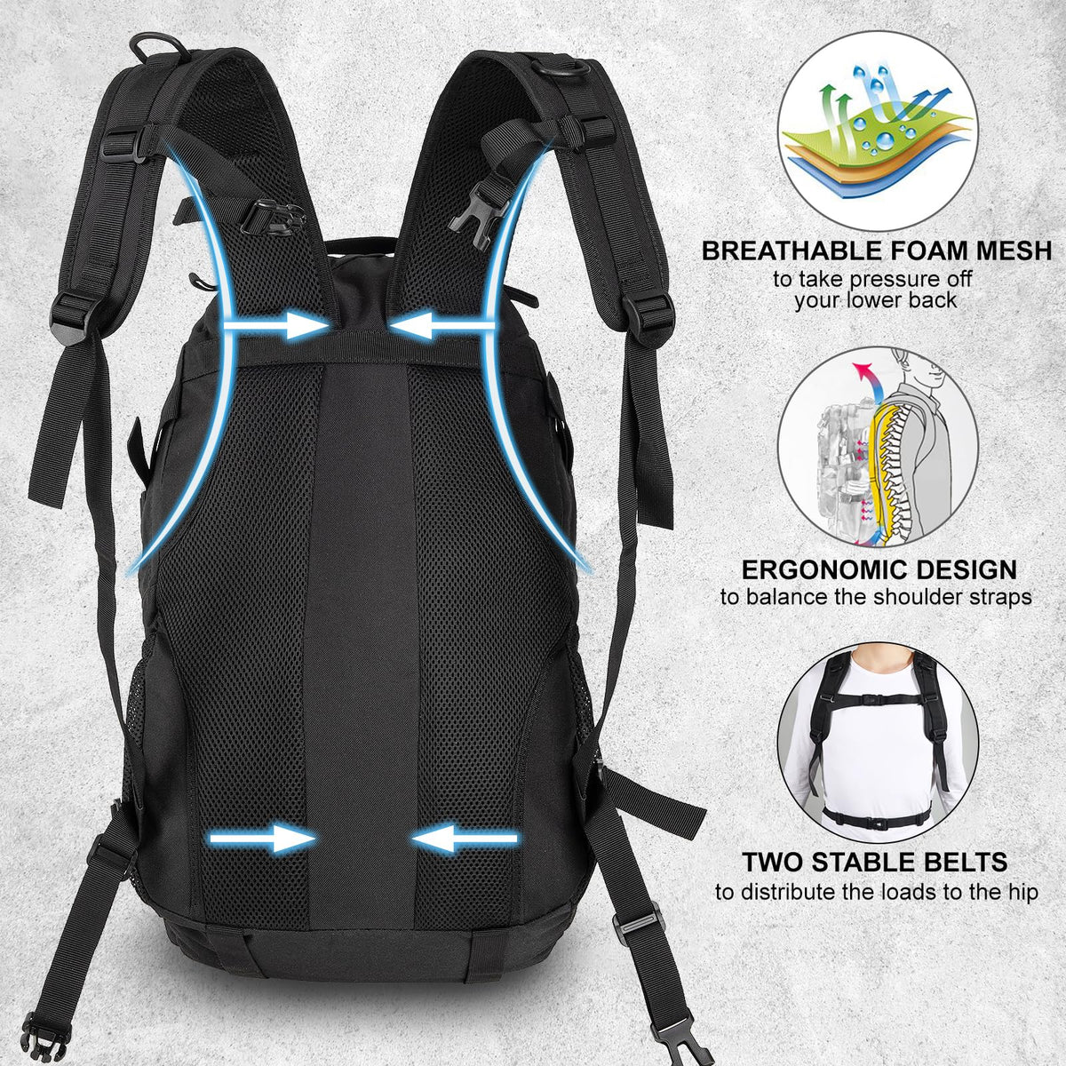 Jueachy - Mochila táctica para hombre, mochila militar Molle, impermeable, 30 L, con parche de bandera de Estados Unidos
