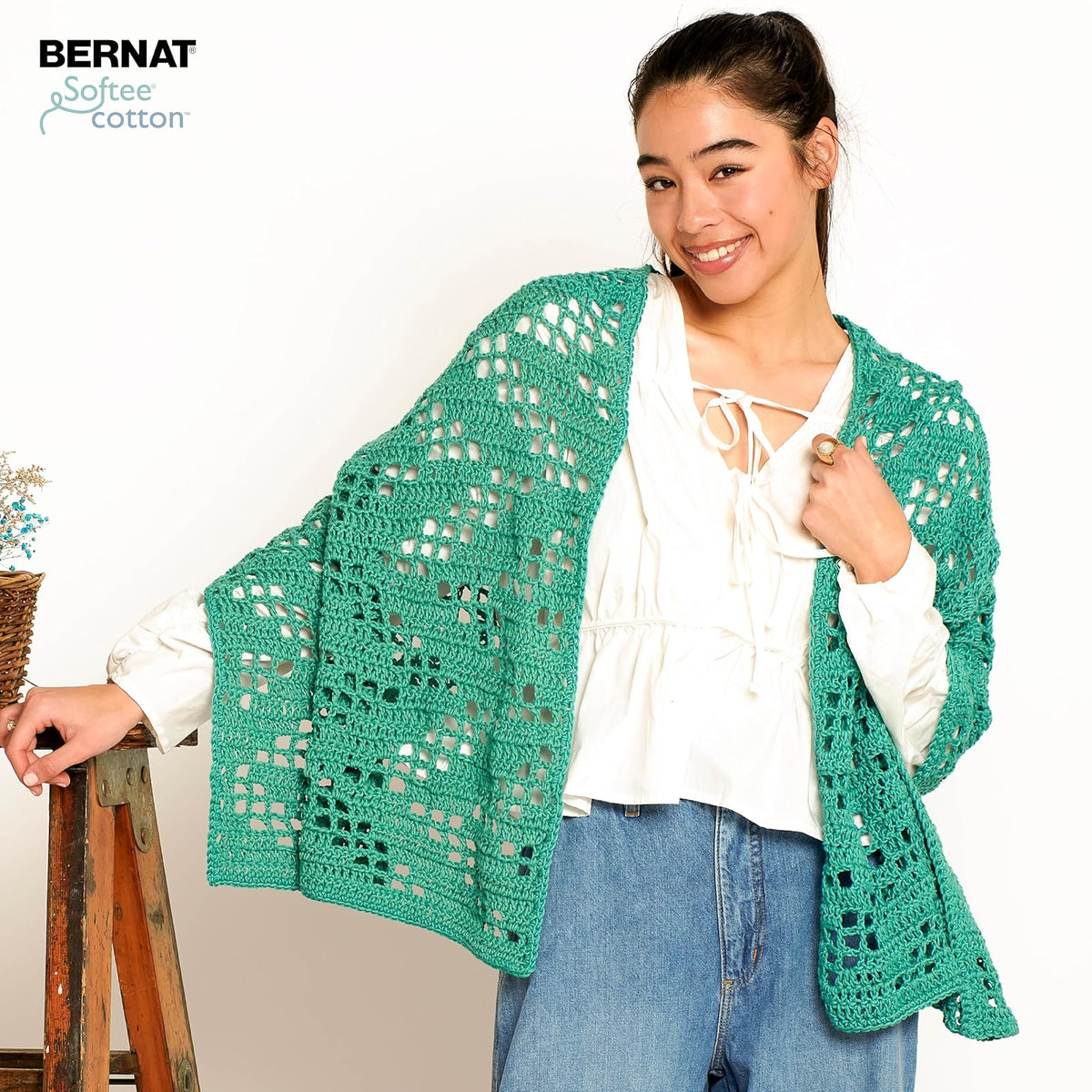 Bernat Softee - Hilo de algodón de ondas azules, paquete de 3 unidades de 120 g, nailon - 3 DK (ligero) - 254 yardas - Tejer, ganchillo y manualidades