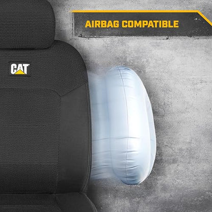 Caterpillar - Fundas de asiento de automóvil Cat® MeshFlex para automóviles, camiones y SUV (juego de 2), fundas de asiento de automóvil negras para asientos delanteros,