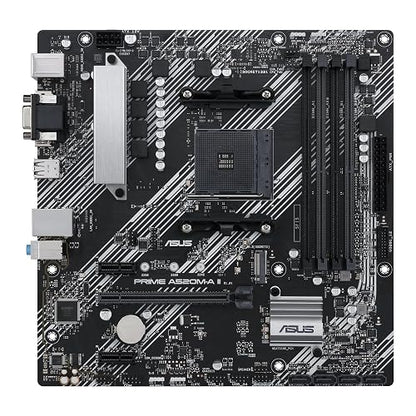 ASUS Prime A520M-A II-CSM Tarjeta Madre AMD para Oficina Trabajo y Estudio | AM4, mATX, Ryzen 5000/4000G/3000, DDR4 hasta 128GB, PCIe 3.0 x16, ranura M.2, LAN Gigabit, salida video triple, calidad ASUS