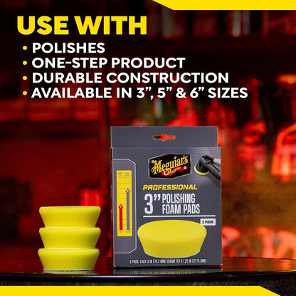Meguiar's, Almohadilla de Espuma para Pulir, Professional de 3", M3PFP3, 3pz.