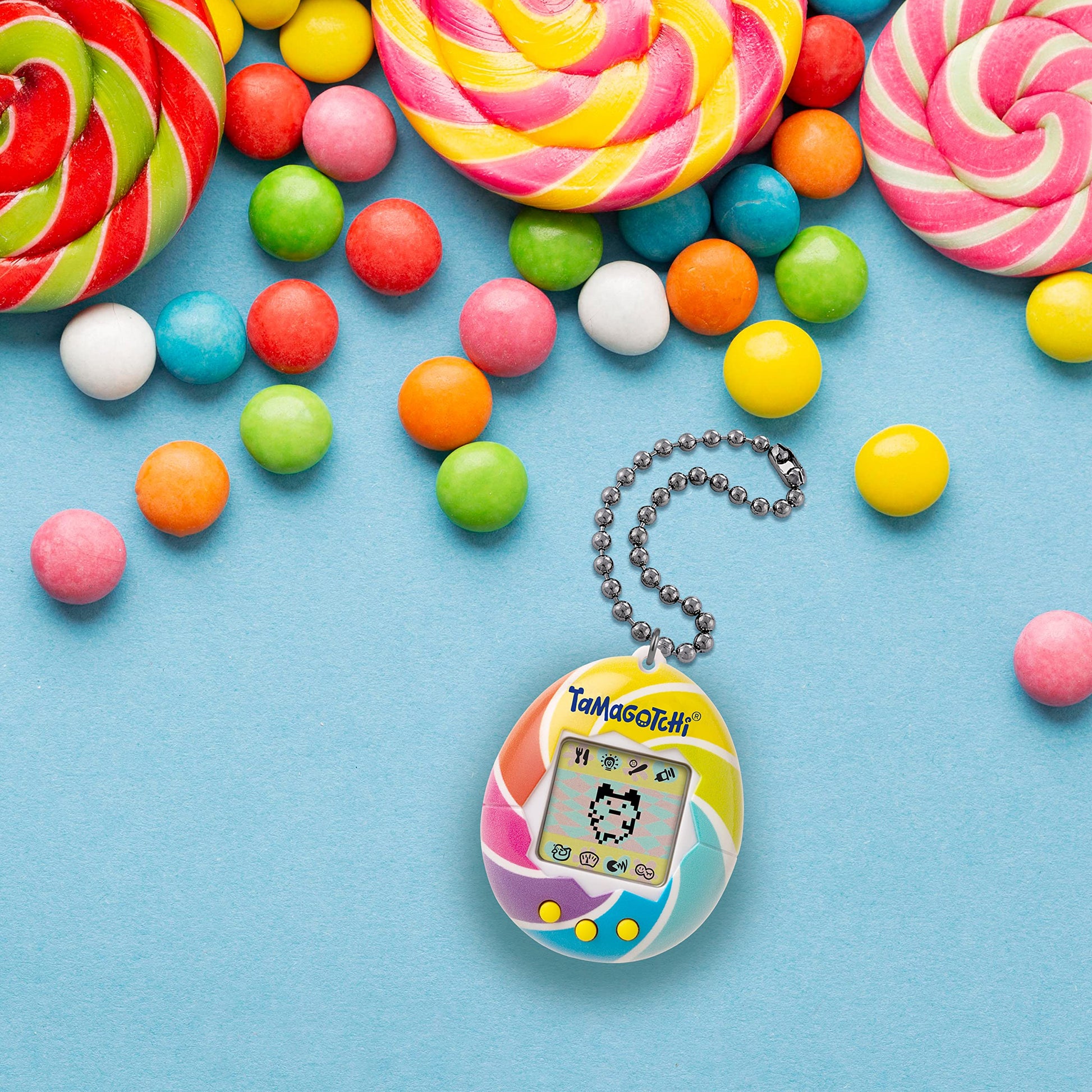 TAMAGOTCHI Original Candy Swirl Mascota Electrónica para Niños Juguete Interactivo Original de Bandai
