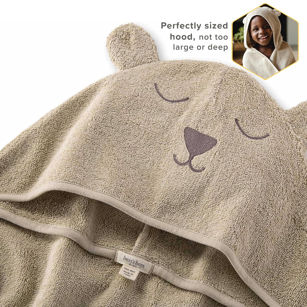 Burt's Bees - Toallas con Capucha para bebés y niños pequeños, algodón orgánico, Esenciales de baño, Toalla Suave para niños