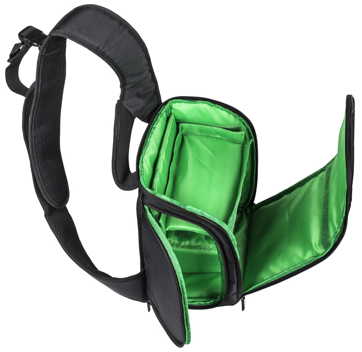 Rivacase 7470 Estuche Cámara Reflex SLR Tipo Mensajero Green Mantis. hasta 3 Lentes y Flash, Tablet 10", Anti-Impacto, 2 Bolsillos Externos, Correa al Hombro Ajustable Acojinada Antideslizante.