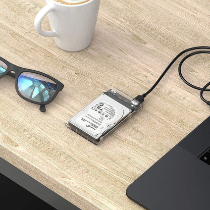 SABRENT - Carcasa de Disco Duro Externo Transparente de 2.5 Pulgadas SATA a USB 3.0 sin Herramientas, optimizada para SSD, Compatible con UASP SATA III (EC-OCUB)