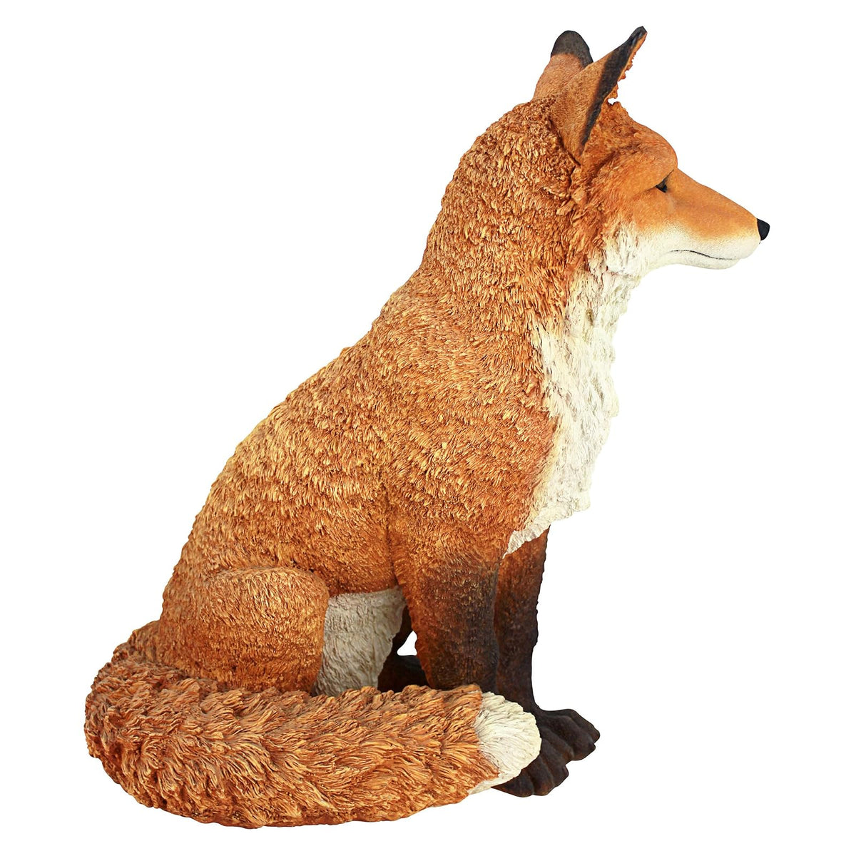 Design Toscano Simon The Woodland Fox Estatua de jardín para Interiores y Exteriores para Patio, Piscina o césped, 18 Pulgadas de Alto, Resina de Piedra fundida, Pintura roja y Naranja